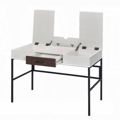 Industrial Wood Metal Writing Desk with USB Charging for Office for Home Office