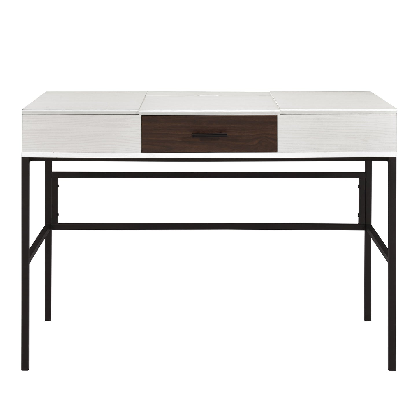 Industrial Wood Metal Writing Desk with USB Charging for Office for Home Office