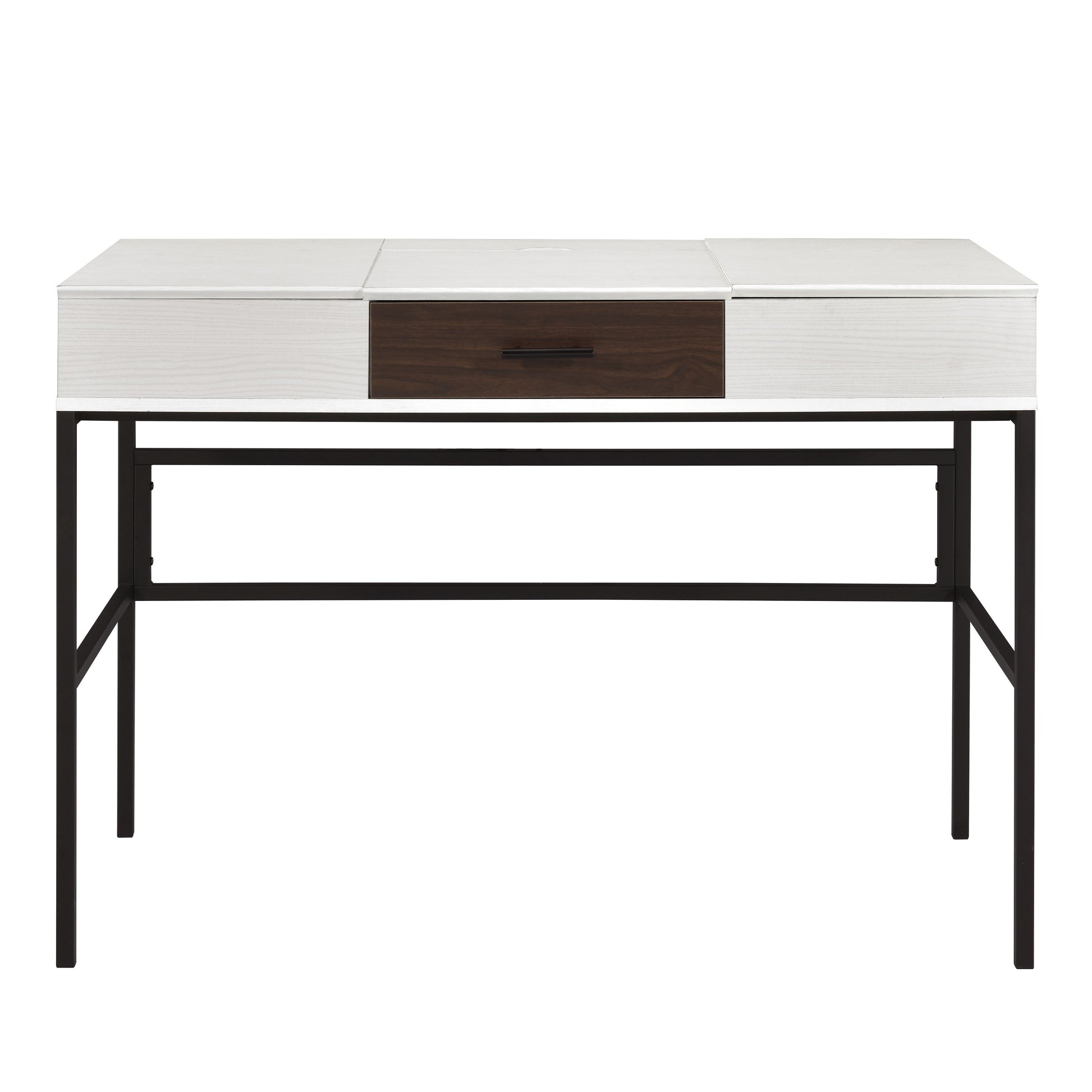 Industrial Wood Metal Writing Desk with USB Charging for Office for Home Office