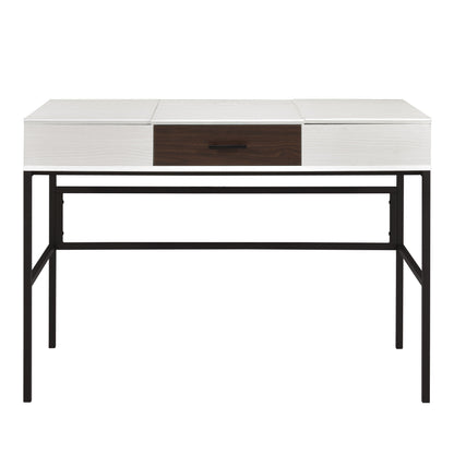 Industrial Wood Metal Writing Desk with USB Charging for Office for Home Office