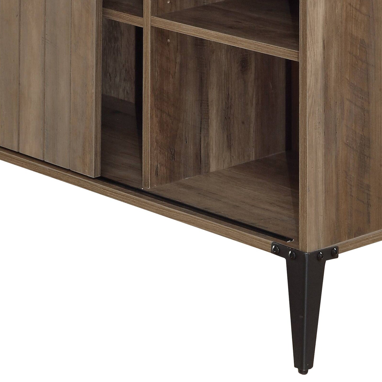 Rustic Oak Writing Desk with Sliding Barn Door - L-Shaped Workspace