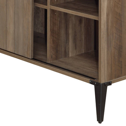 Rustic Oak Writing Desk with Sliding Barn Door - L-Shaped Workspace