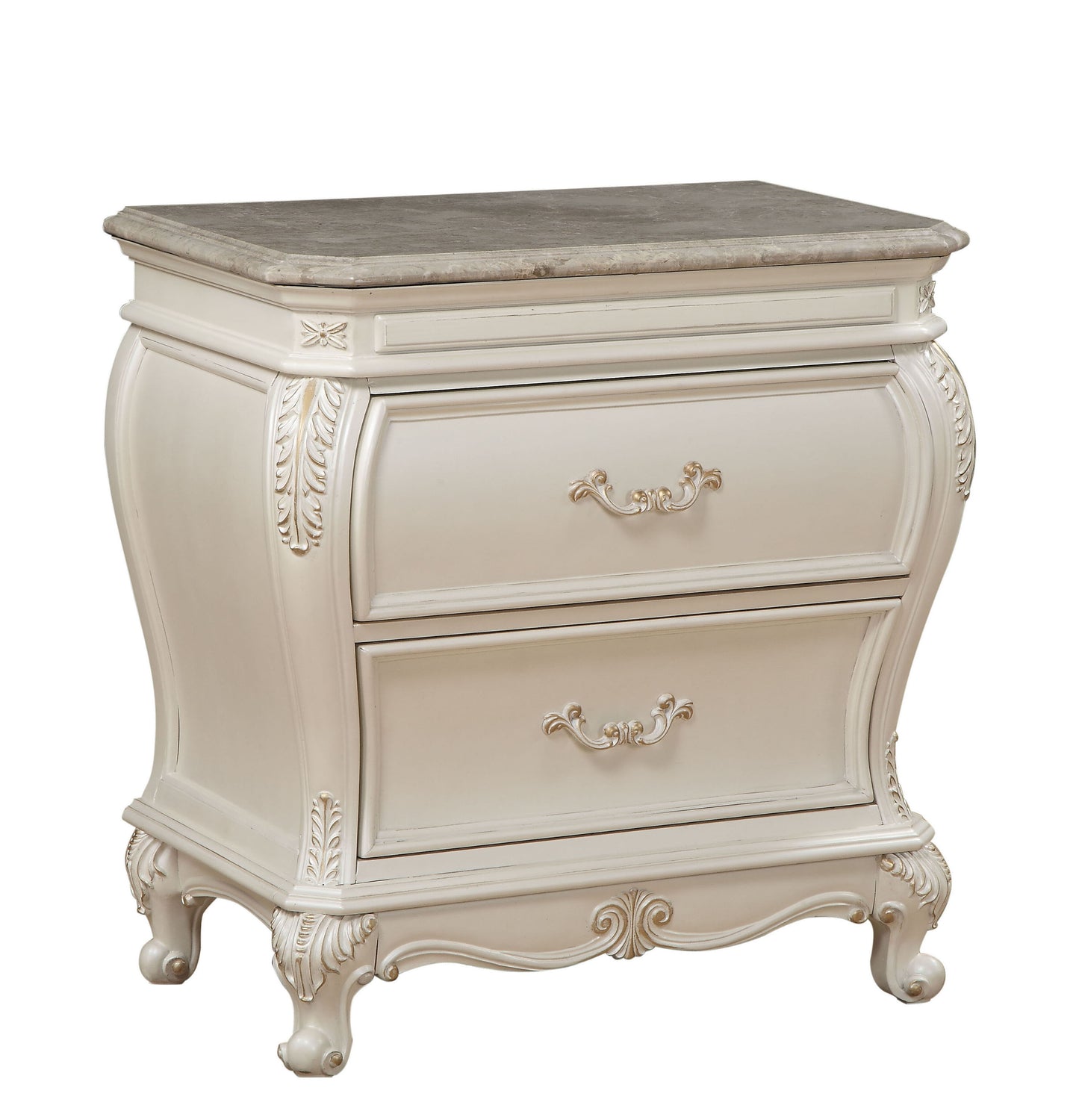 White Rectangle Nightstand with 2 Drawers