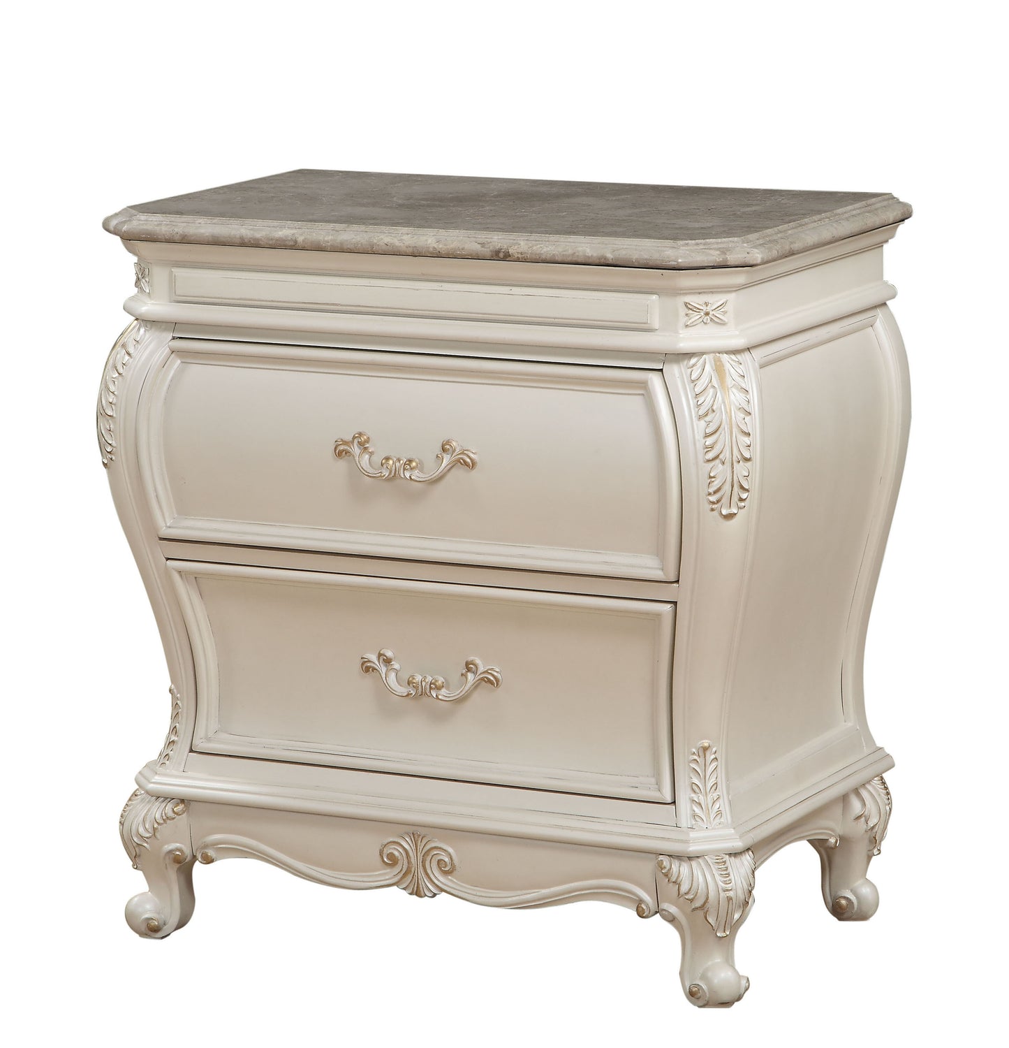 White Rectangle Nightstand with 2 Drawers