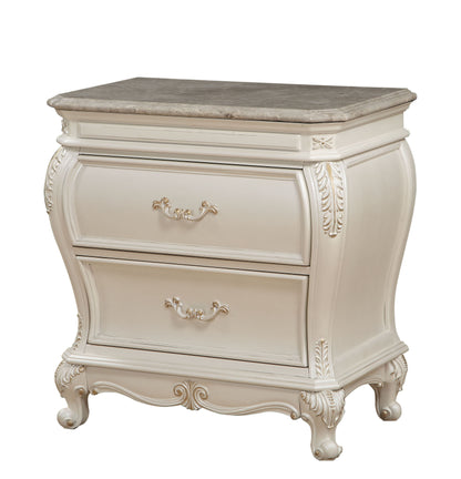 White Rectangle Nightstand with 2 Drawers