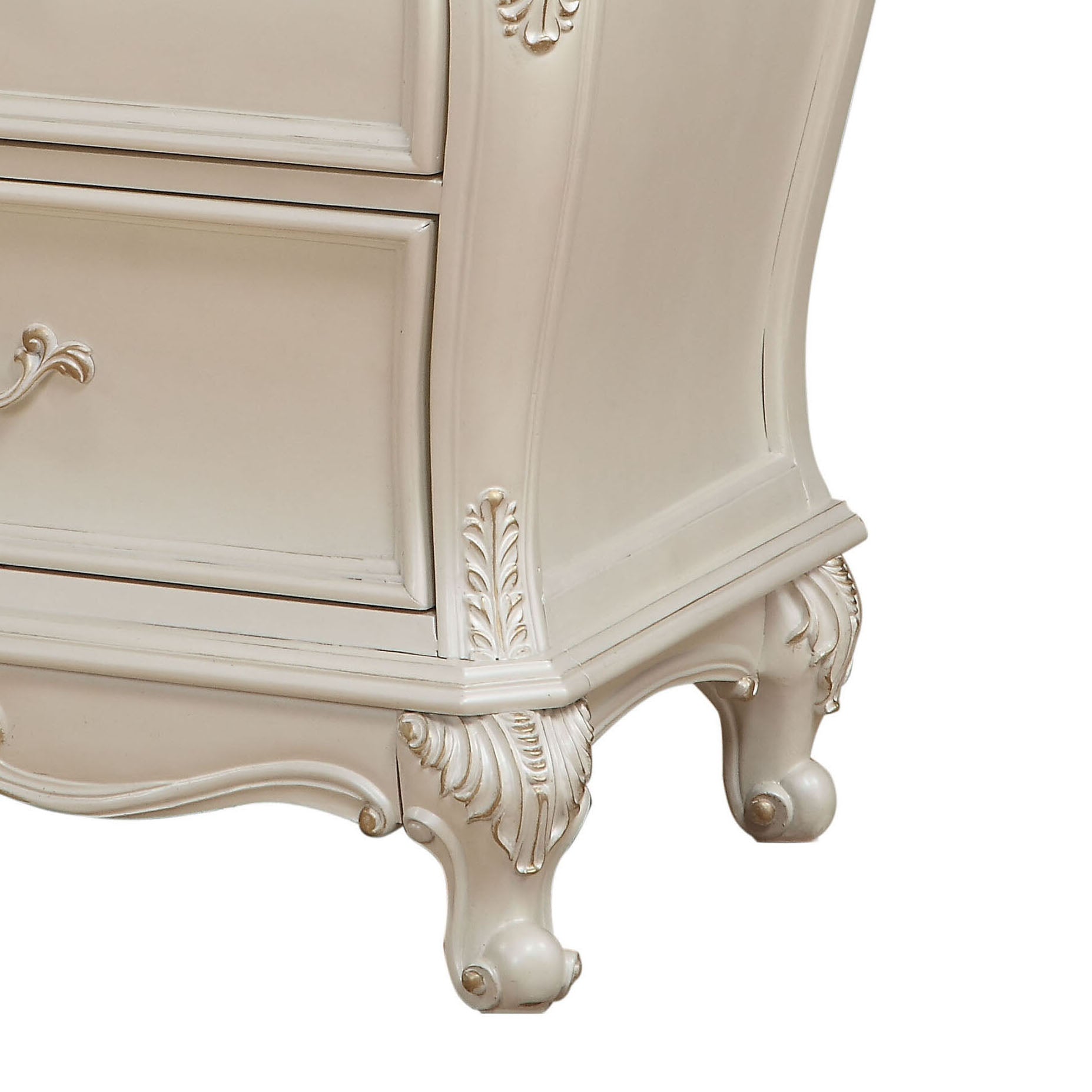 White Rectangle Nightstand with 2 Drawers