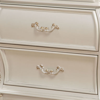 White Rectangle Nightstand with 2 Drawers