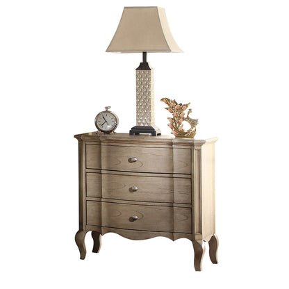 Taupe 3-Drawer Solid Wood Nightstand - Bedroom Storage