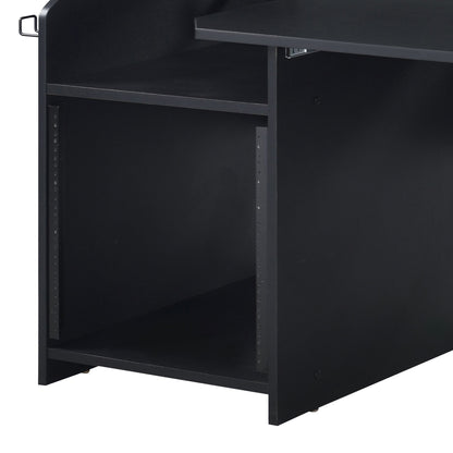 Black Music Desk with Keyboard Tray - Office Computer Desk