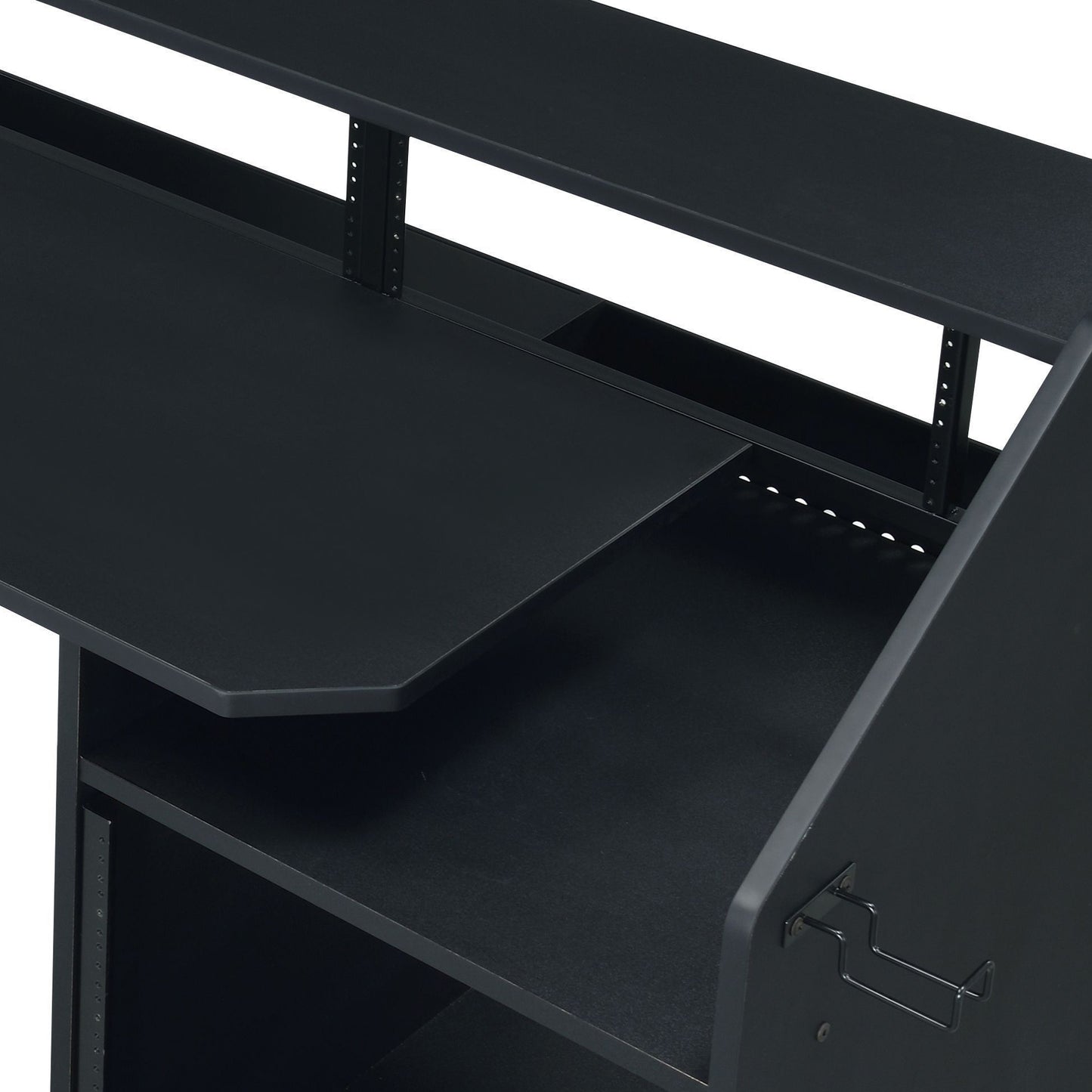Black Music Desk with Keyboard Tray - Office Computer Desk