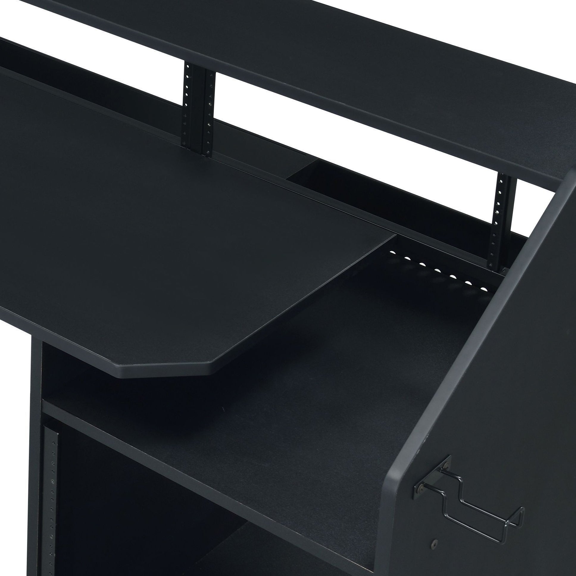 Black Music Desk with Keyboard Tray - Office Computer Desk