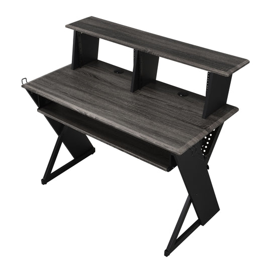 Black Music Desk with Keyboard Tray - Computer Desk Storage