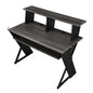 Black Music Desk with Keyboard Tray - Computer Desk Storage