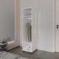 White 3-Shelf Wardrobe with Mirror and Open Storage