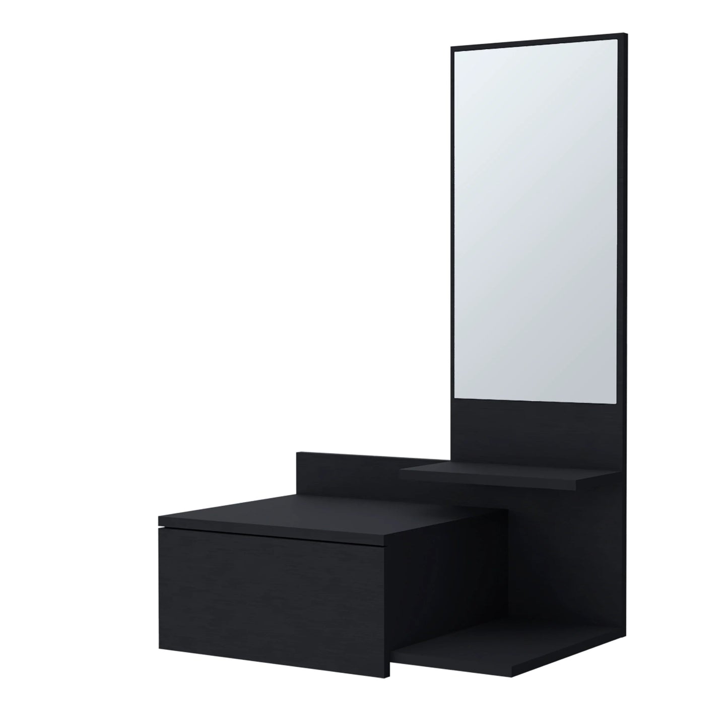 Wenge Floating Vanity with Included Mirror - Bedroom Storage
