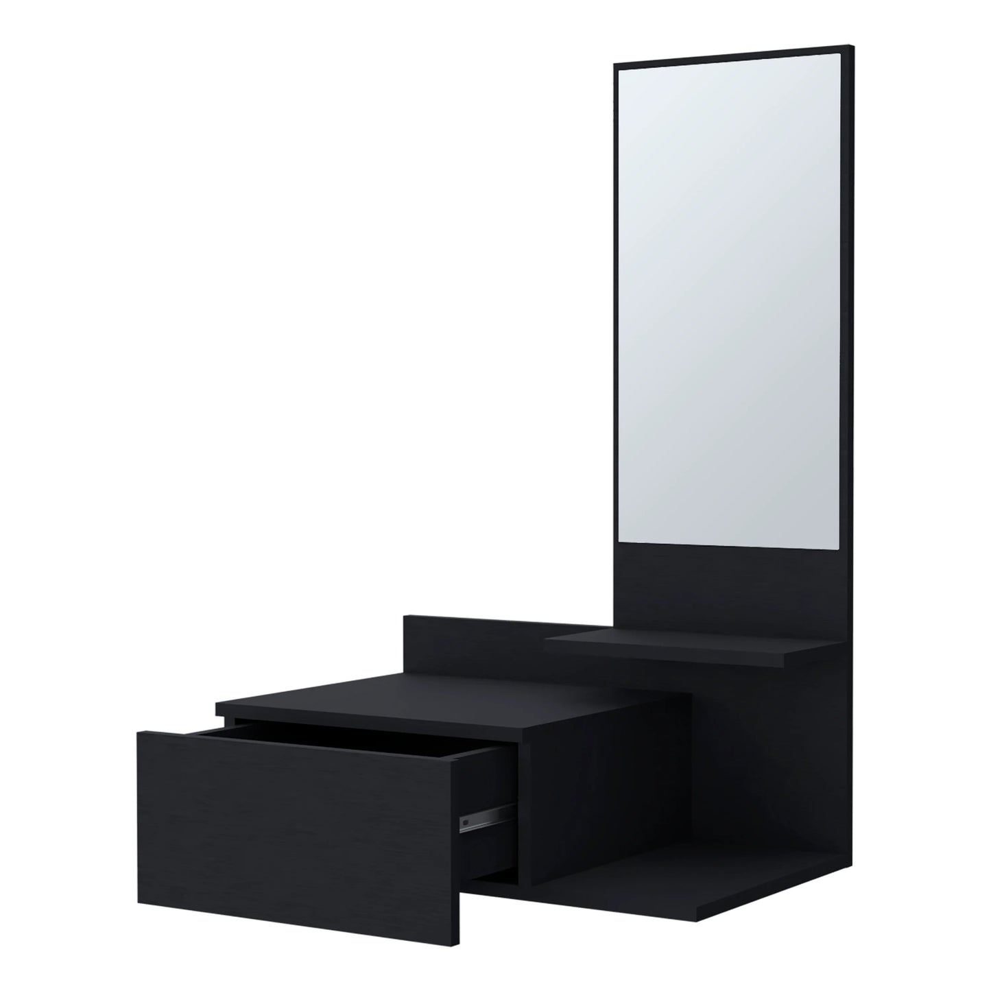 Wenge Floating Vanity with Included Mirror - Bedroom Storage