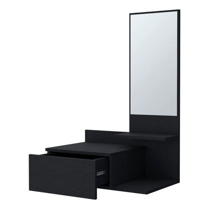 Wenge Floating Vanity with Included Mirror - Bedroom Storage