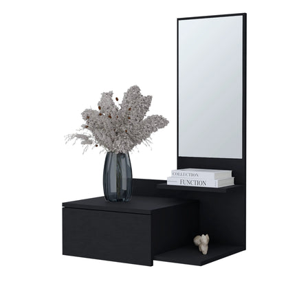 Wenge Floating Vanity with Included Mirror - Bedroom Storage