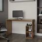 Natural Oak Computer Desk with Open Storage and Open Shelf