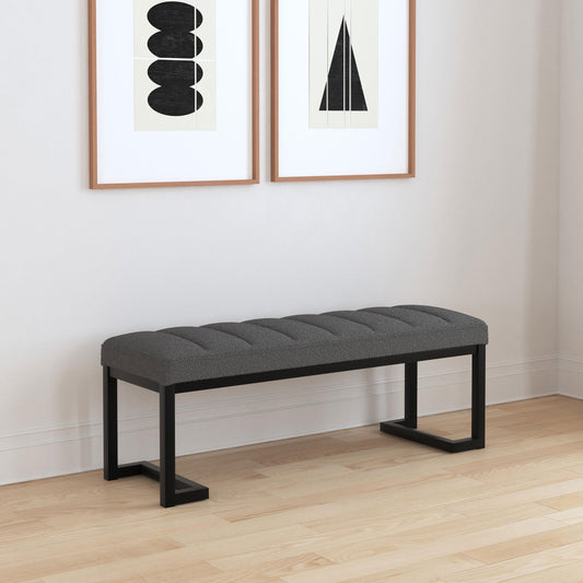 Mira Charcoal Boucle Upholstered Tufted Accent Bench