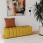 DelSur Mustard Yellow Fabric Upholstered Tufted Accent Bench
