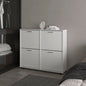 White Tilt-Out Shoe Storage Cabinet with Multiple Compartments and Modern Desig
