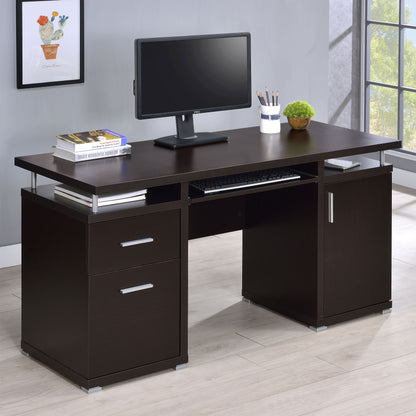 Rochelle Cappuccino 2-Drawer Office Computer Desk
