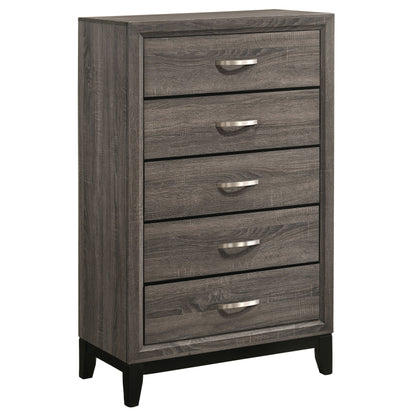 Gregory Grey Oak 5-Drawer Chest - Stylish Bedroom Storage