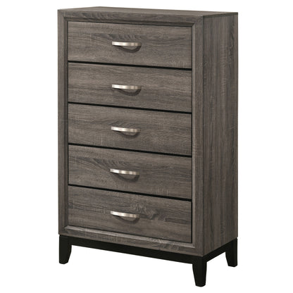 Gregory Grey Oak 5-Drawer Chest - Stylish Bedroom Storage