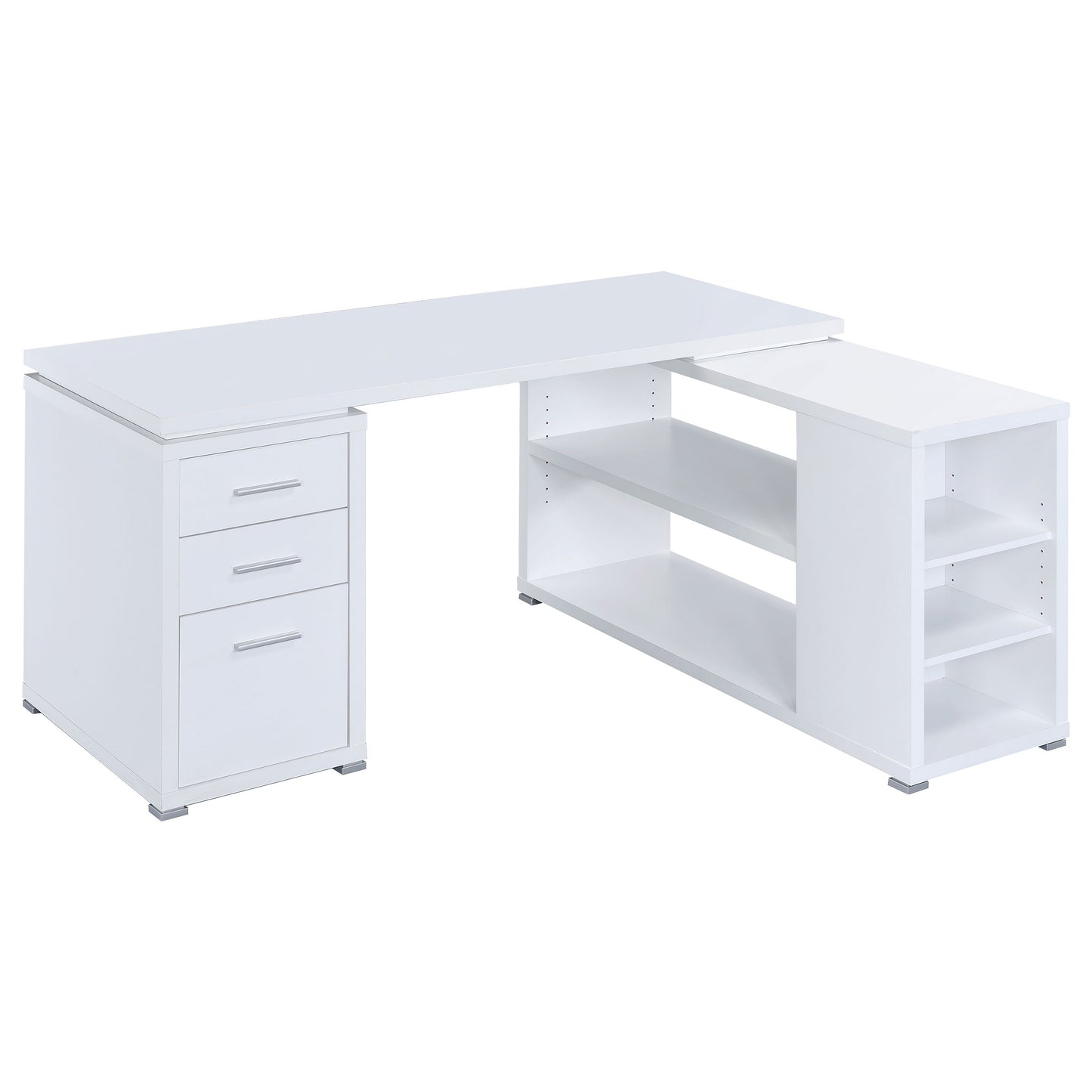 Tona White Driftwood 3-Drawer L-Shape Computer Desk - Home Office Storage