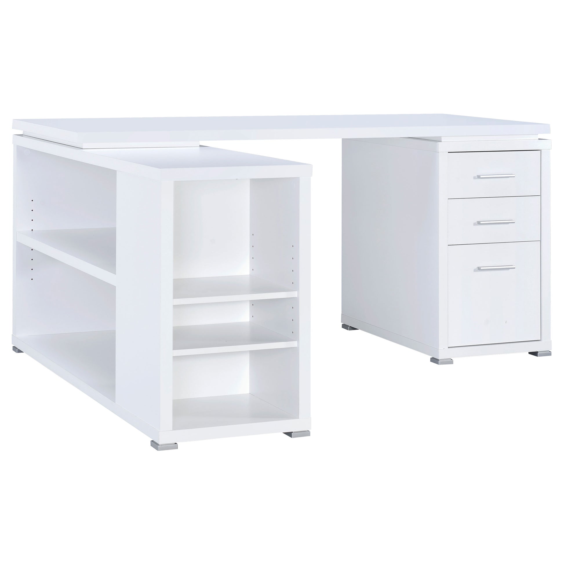 Tona White Driftwood 3-Drawer L-Shape Computer Desk - Home Office Storage
