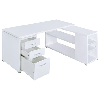 Tona White Driftwood 3-Drawer L-Shape Computer Desk - Home Office Storage