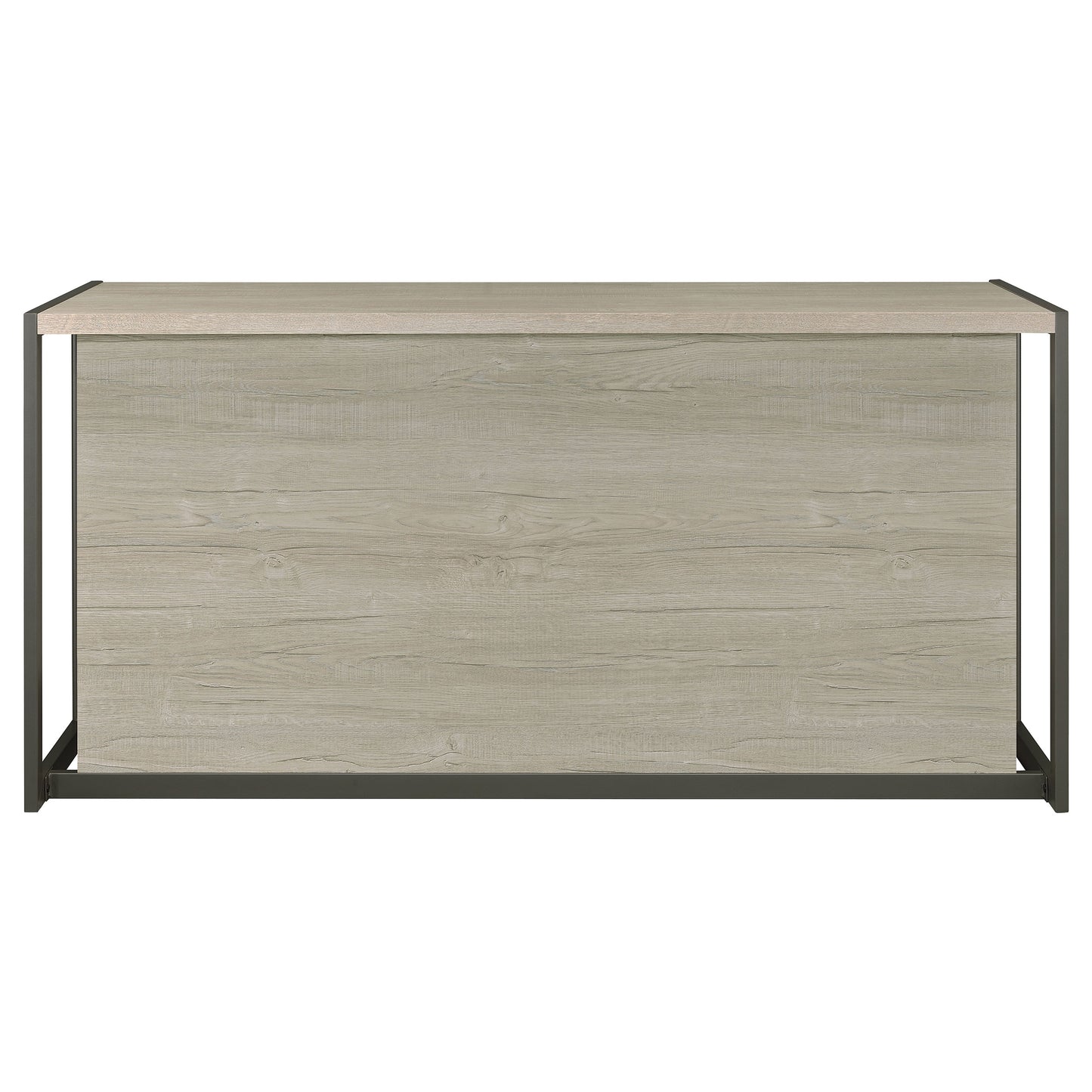 Beige Grey Wood Metal Computer Desk with Keyboard Tray