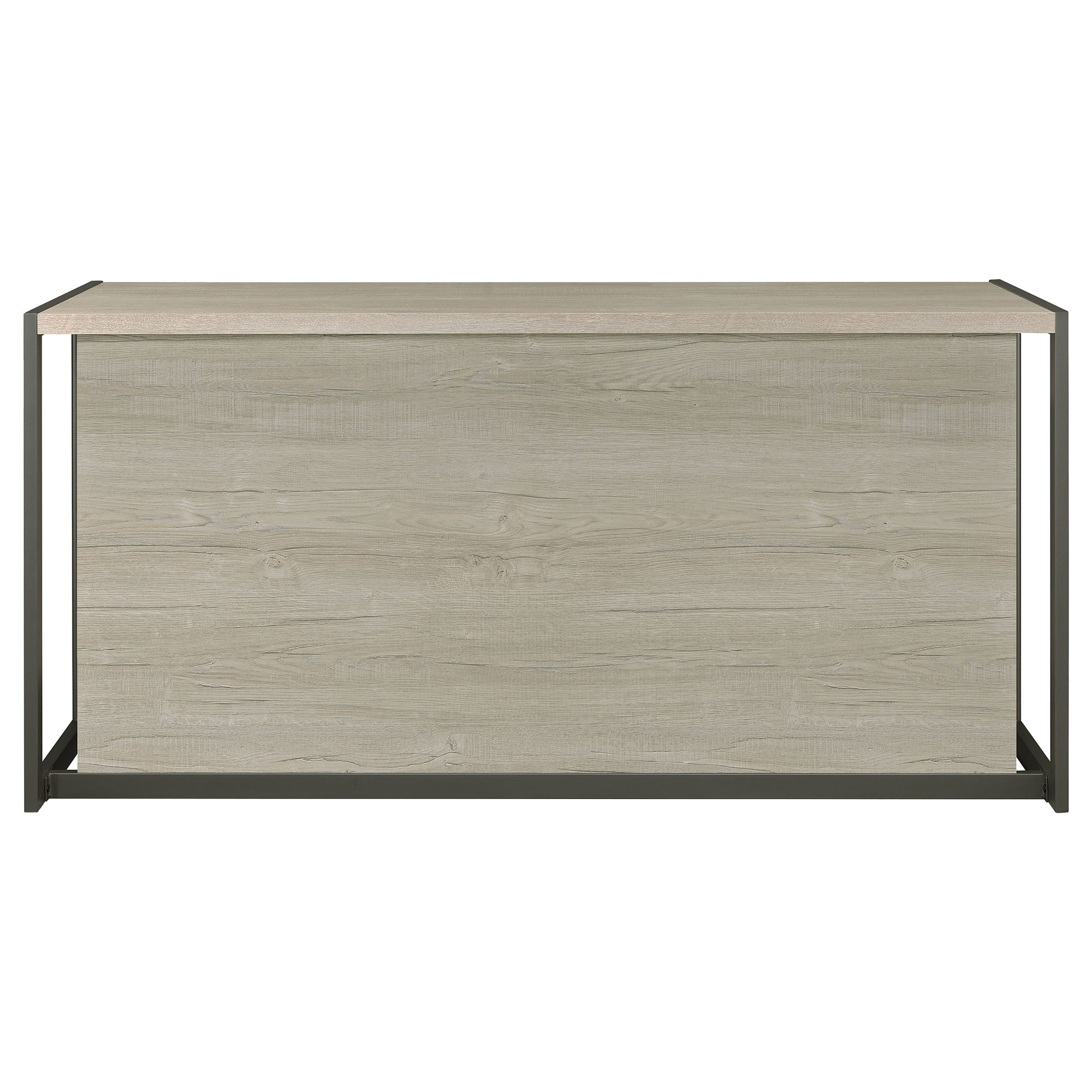 Beige Grey Wood Metal Computer Desk with Keyboard Tray