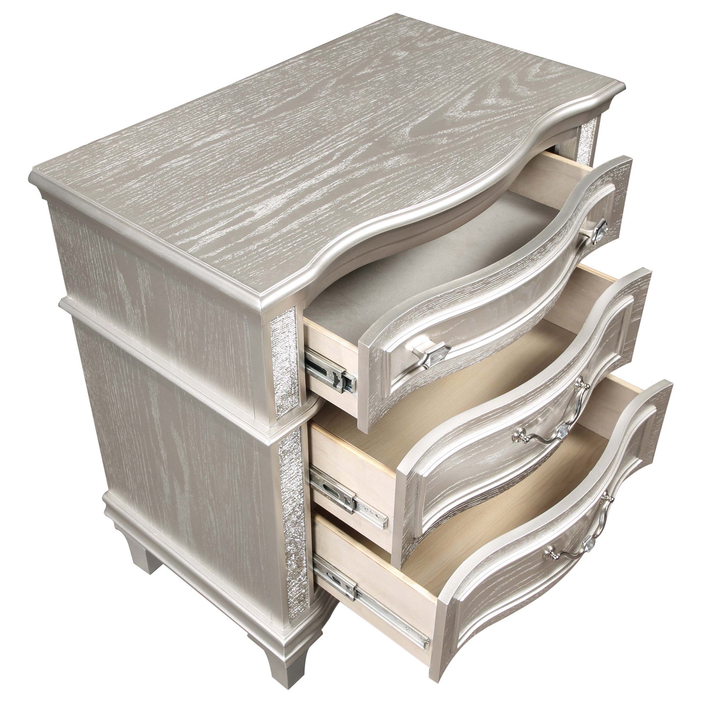 Evangeline Oak 3-Drawer Nightstand - Solid Wood Storage