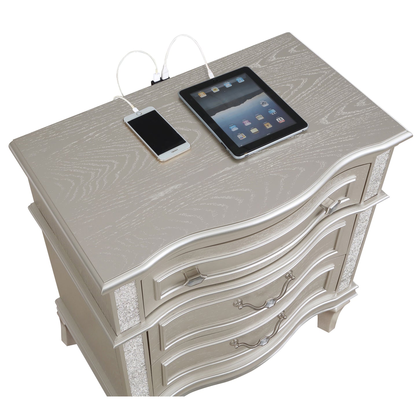 Evangeline Oak 3-Drawer Nightstand - Solid Wood Storage