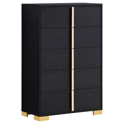 Medici Black 5-Drawer Chest - Modern Bedroom Storage