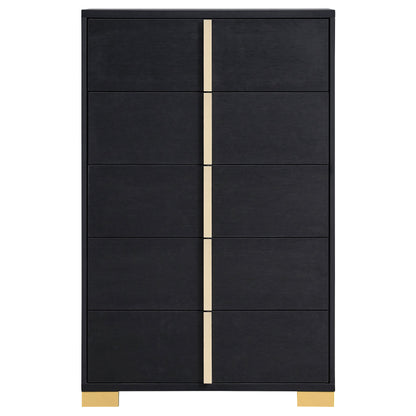 Medici Black 5-Drawer Chest - Modern Bedroom Storage
