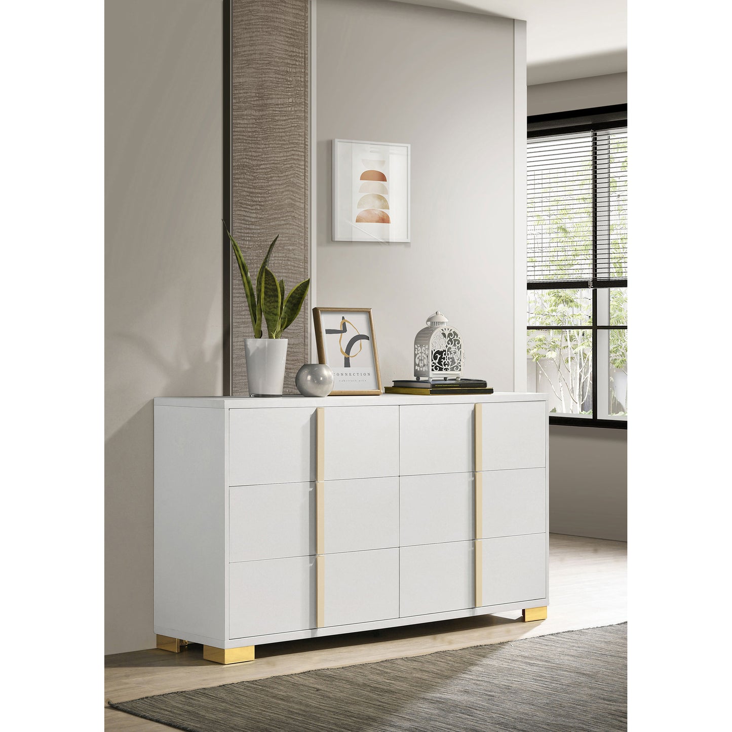 Medici White 6-drawer Dresser