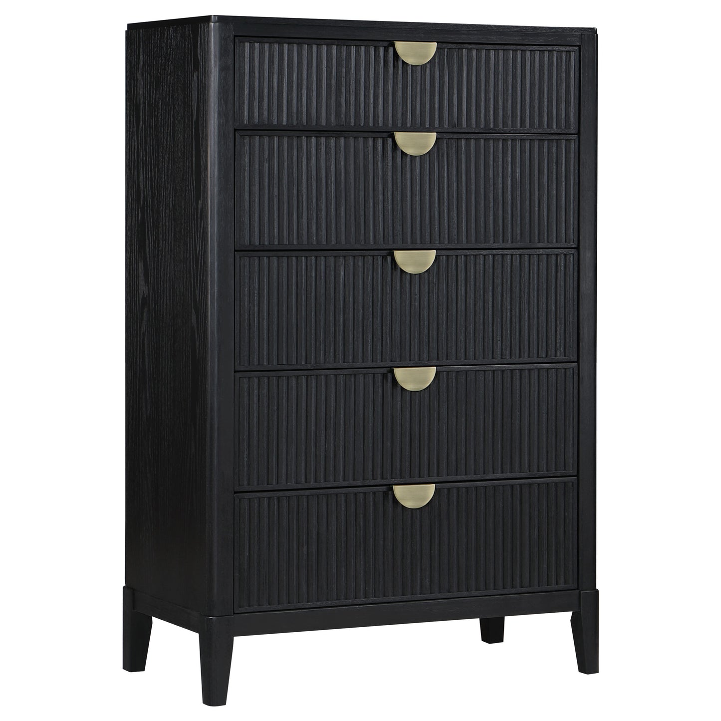 Black 5-Drawer Wood Chest for Bedroom