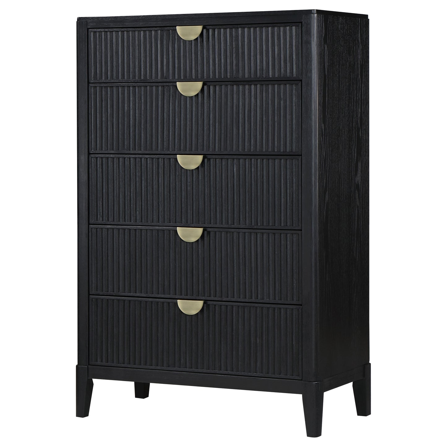 Black 5-Drawer Wood Chest for Bedroom