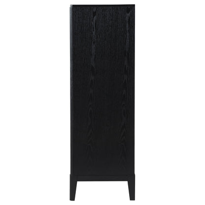 Black 5-Drawer Wood Chest for Bedroom