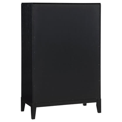 Black 5-Drawer Wood Chest for Bedroom