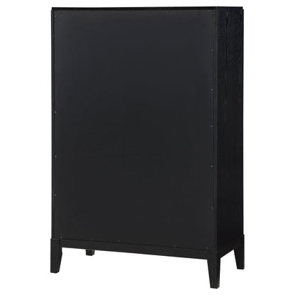 Black 5-Drawer Wood Chest for Bedroom