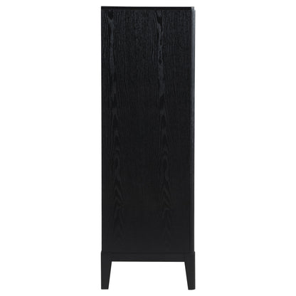 Black 5-Drawer Wood Chest for Bedroom