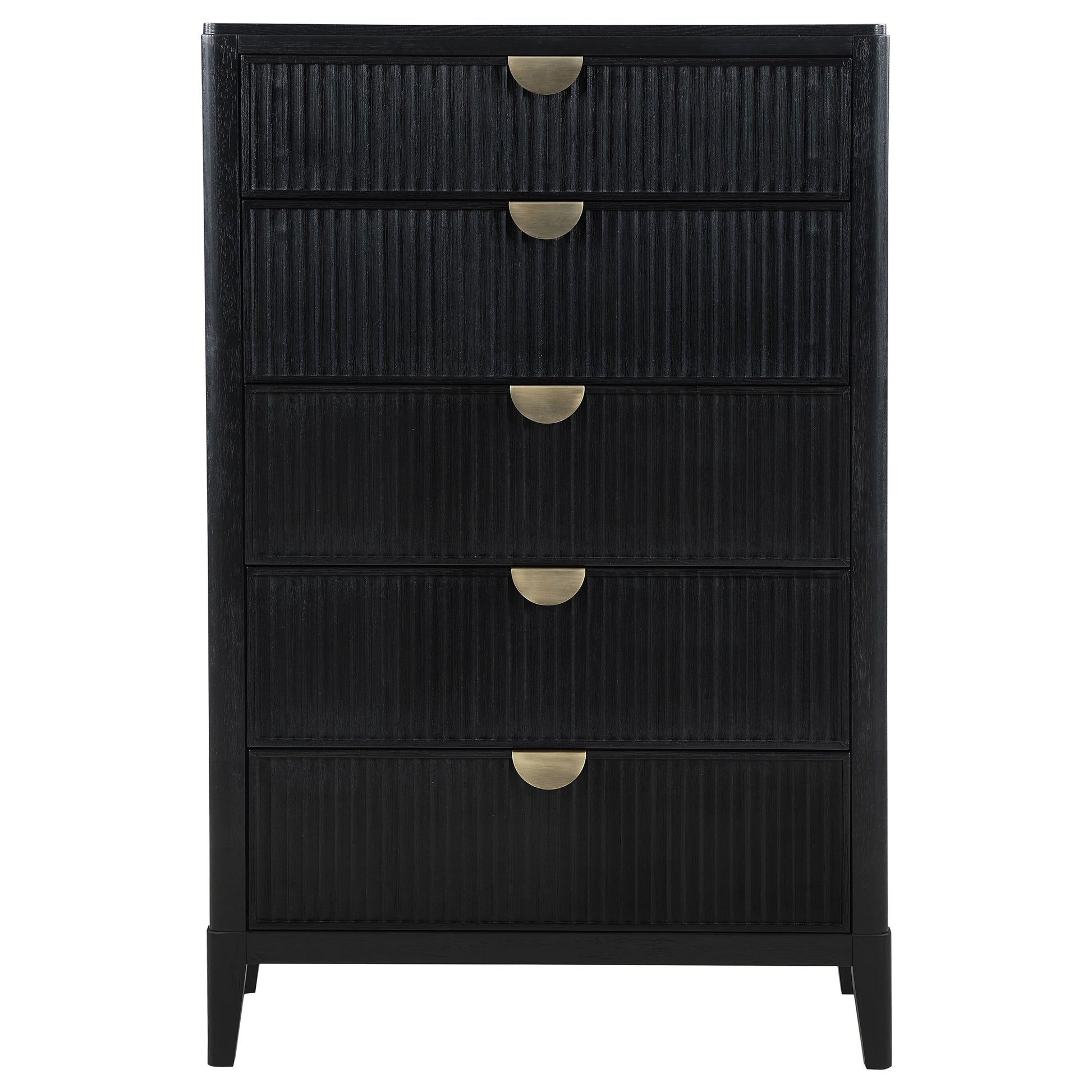 Black 5-Drawer Wood Chest for Bedroom