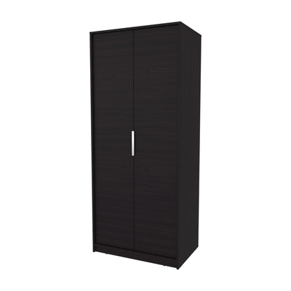 Wenge 2-Door Wardrobe with Shelves - Bedroom Storage
