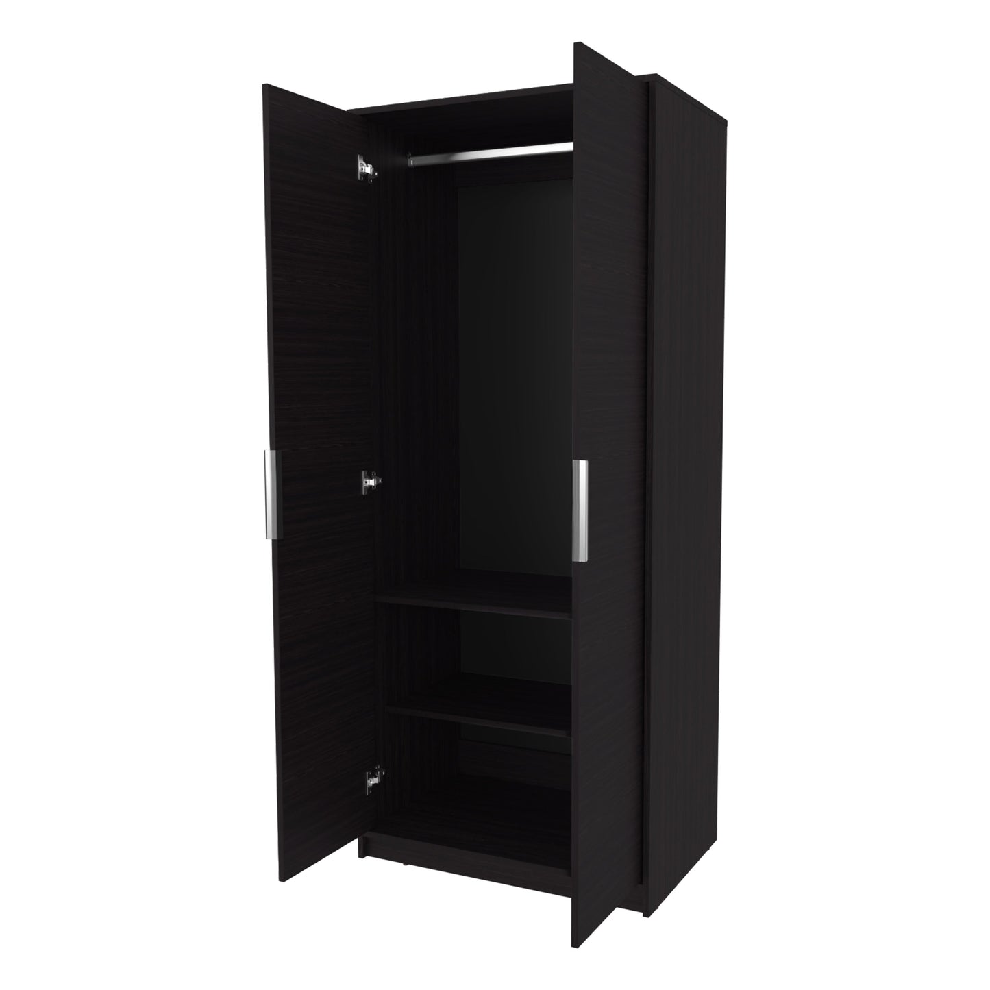 Wenge 2-Door Wardrobe with Shelves - Bedroom Storage