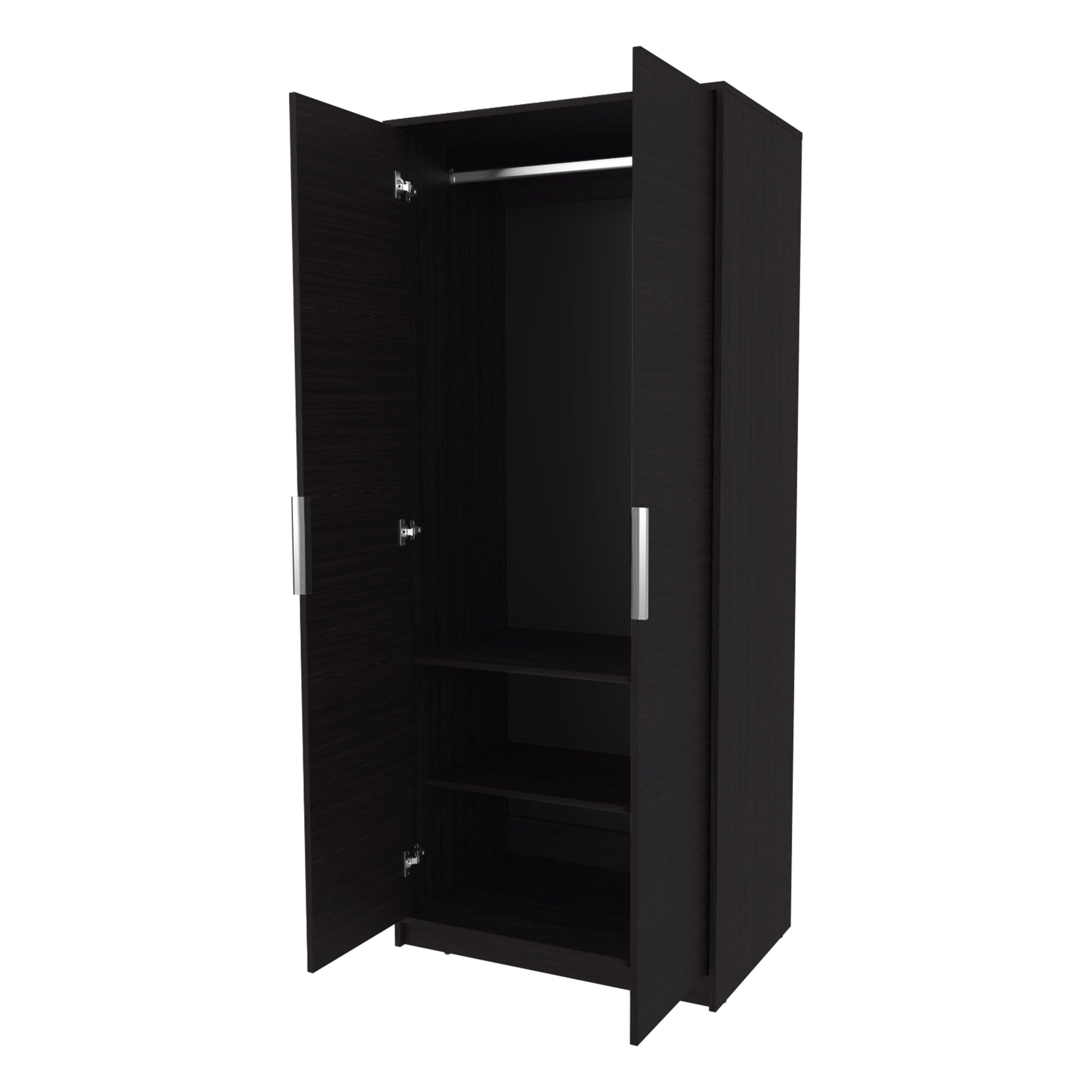 Wenge 2-Door Wardrobe with Shelves - Bedroom Storage