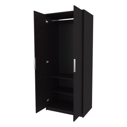 Wenge 2-Door Wardrobe with Shelves - Bedroom Storage